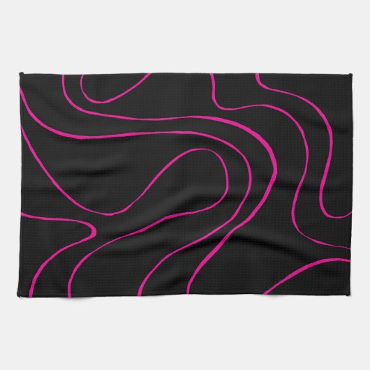 Ebb en Flow 2 - Magenta en Zwart Theedoek (Horizontaal)
