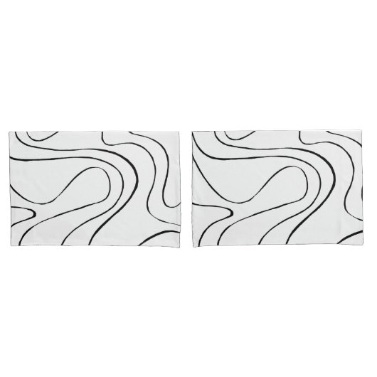 Ebb en Flow 2 - zwart en wit Kussensloop (Voorkant-Set)
