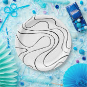 Ebb en Flow 2 - zwart en wit Papieren Bordje (Feest)