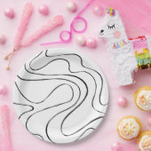 Ebb en Flow 2 - zwart en wit Papieren Bordje (Feest)