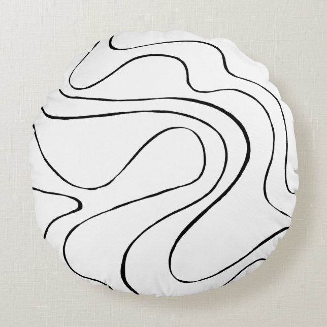 Ebb en Flow 2 - zwart en wit Rond Kussen (Voorkant)