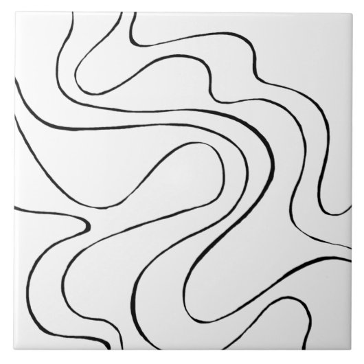 Ebb en Flow 2 - zwart en wit Tegeltje (Voorkant)