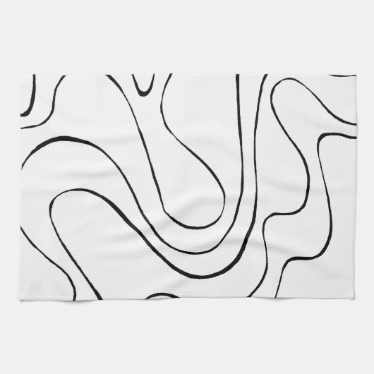 Ebb en Flow 2 - zwart en wit Theedoek (Horizontaal)