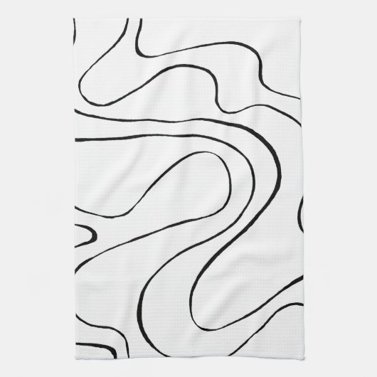 Ebb en Flow 2 - zwart en wit Theedoek (Verticaal)