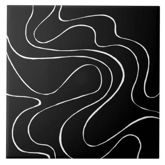 Ebb en Flow 2 - zwart op wit Tegeltje (Voorkant)