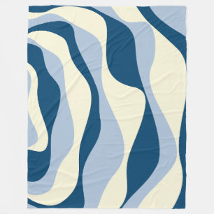 Ebb en Flow 4 - Donkerblauw, Lichtblauw en Crème Fleece Deken