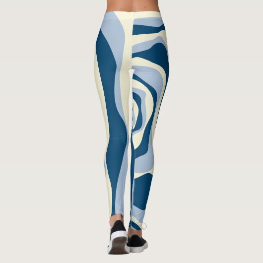 Ebb en Flow 4 - Donkerblauw, Lichtblauw en Crème Leggings (Achterkant)