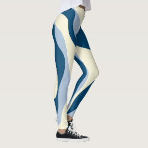 Ebb en Flow 4 - Donkerblauw, Lichtblauw en Crème Leggings