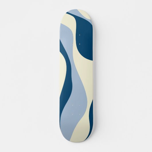 Ebb en Flow 4 - Donkerblauw, Lichtblauw en Crème Persoonlijk Skateboard (Voorkant)