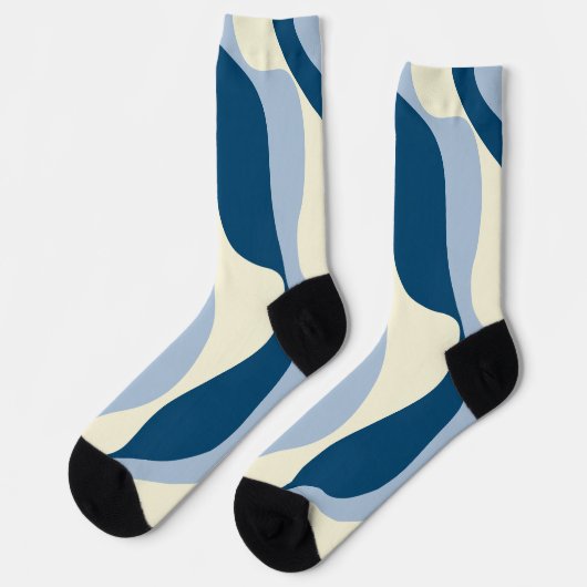 Ebb en Flow 4 - Donkerblauw, Lichtblauw en Crème Sokken (Links)