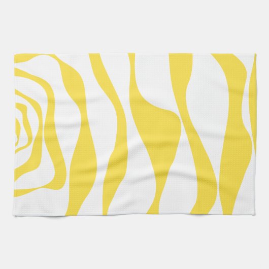 Ebb en Flow 4 in citroengeel en wit Theedoek (Horizontaal)