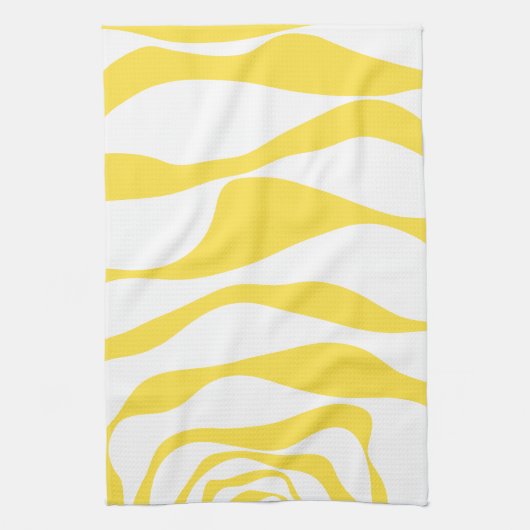 Ebb en Flow 4 in citroengeel en wit Theedoek (Verticaal)