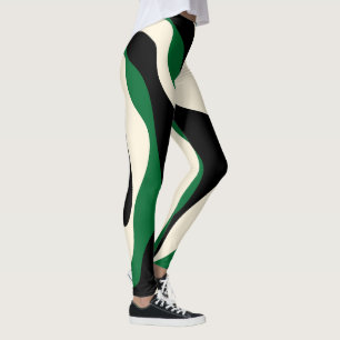 Ebb en Flow 4 in groen, crème en zwart Leggings