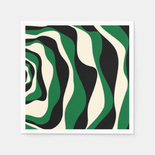 Ebb en Flow 4 in groen, crème en zwart Servet