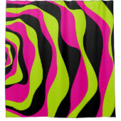 Ebb en Flow 4 in Lime Green, Hot Pink en Black Douchegordijn (Voorkant)