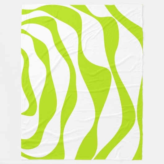 Ebb en Flow 4 in Lime Groen en Wit Fleece Deken (Voorkant)