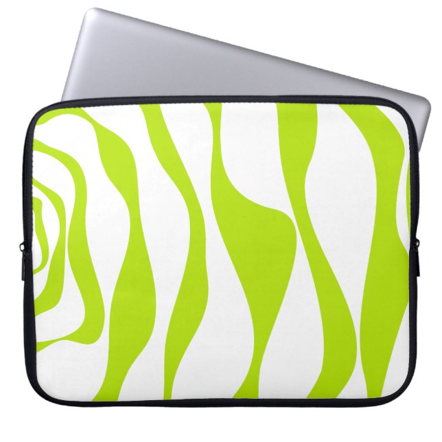 Ebb en Flow 4 in Lime Groen en Wit Laptop Sleeve (Voorkant)