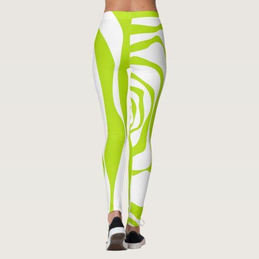 Ebb en Flow 4 in Lime Groen en Wit Leggings (Achterkant)