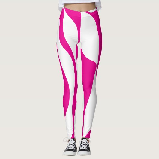 Ebb en Flow 4 in Magenta en Wit Leggings (Voorkant)