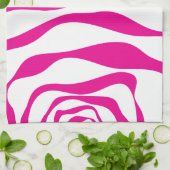 Ebb en Flow 4 in Magenta en Wit Theedoek (Gevouwen)