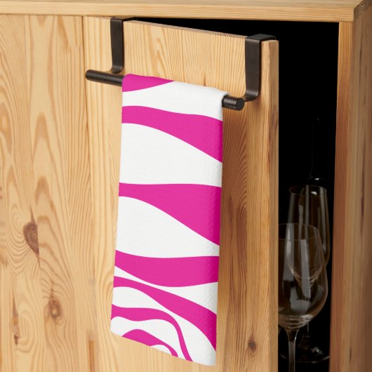 Ebb en Flow 4 in Magenta en Wit Theedoek (Derde Gevouwen)