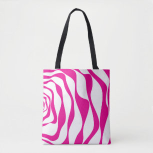 Ebb en Flow 4 in Magenta en Wit Tote Bag
