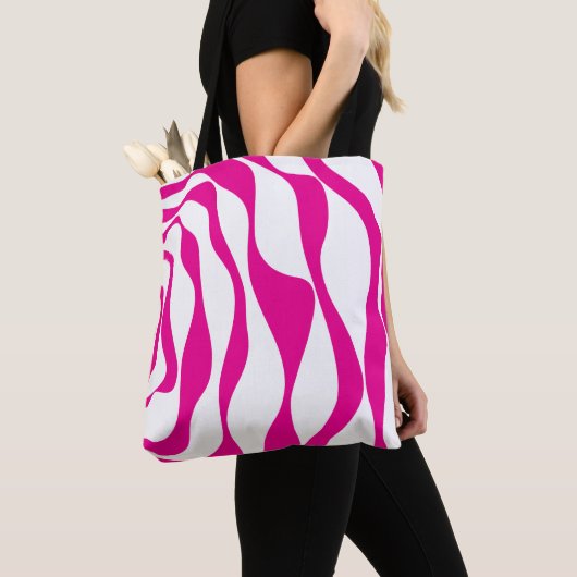 Ebb en Flow 4 in Magenta en Wit Tote Bag (Dichtbij)