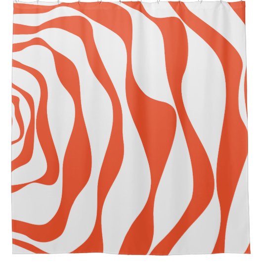 Ebb en Flow 4 in Sinaasappel en wit Douchegordijn (Voorkant)