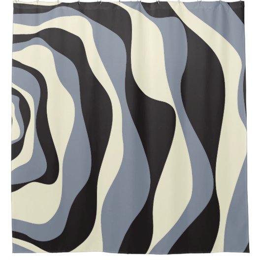 Ebb en Flow 4 in Zwart, Grijs, en Cream Douchegordijn (Voorkant)