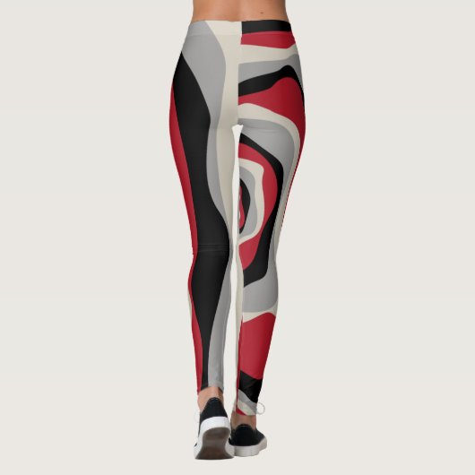 Ebb en Flow 4 - Rood, grijs, zwart en bonwit Leggings (Achterkant)