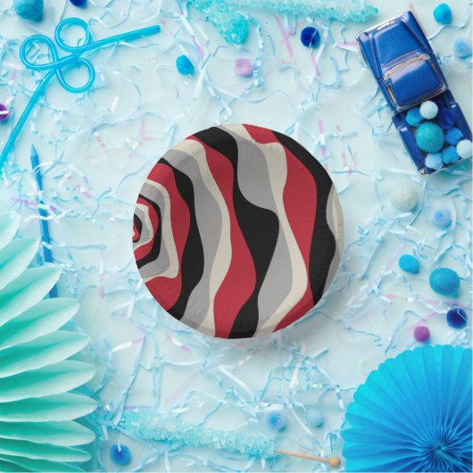 Ebb en Flow 4 - Rood, grijs, zwart en bonwit Papieren Kommen (Feest)