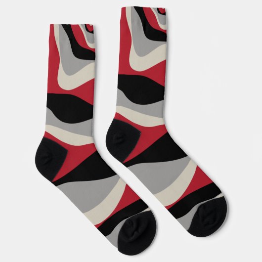 Ebb en Flow 4 - Rood, grijs, zwart en bonwit Sokken (Rechts)