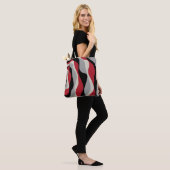 Ebb en Flow 4 - Rood, grijs, zwart en bonwit Tote Bag (Op model)