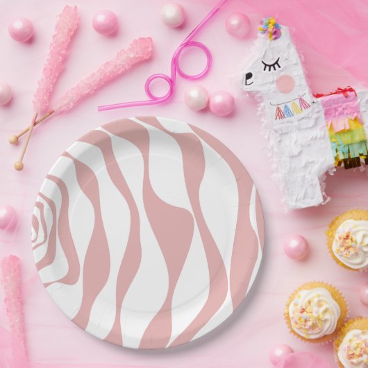 Ebb en Flow 4 - Roze en Wit Papieren Bordje (Feest)