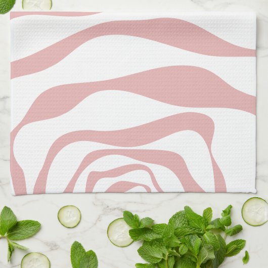 Ebb en Flow 4 - Roze en Wit Theedoek (Gevouwen)