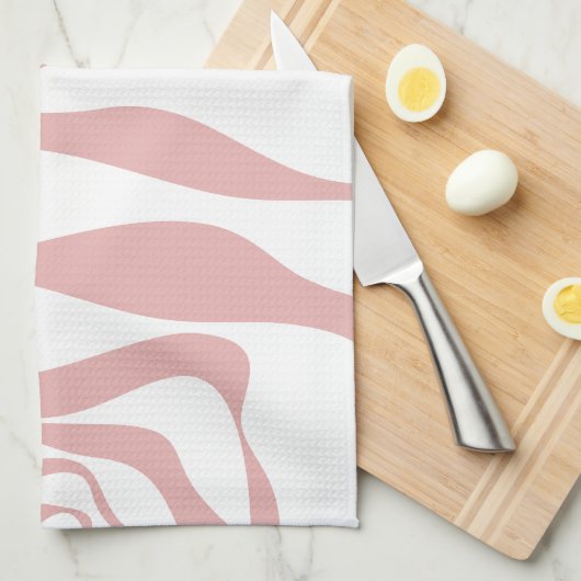 Ebb en Flow 4 - Roze en Wit Theedoek (Quarter Fold)