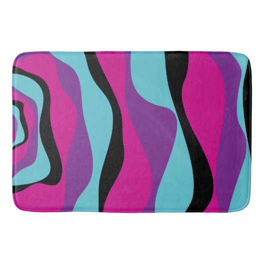 Ebb en Flow 4 - Roze, Paarse, Blauw en Zwart Badmat (Voorkant)