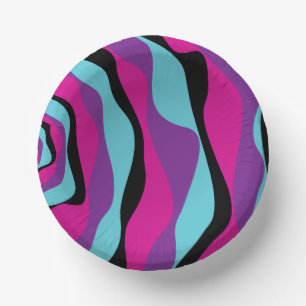 Ebb en Flow 4 - Roze, Paarse, Blauw en Zwart Papieren Kommen