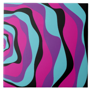 Ebb en Flow 4 - Roze, Paarse, Blauw en Zwart Tegeltje
