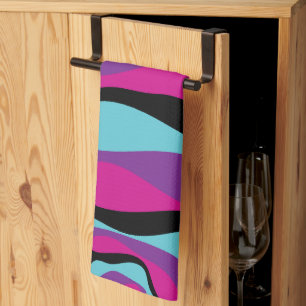 Ebb en Flow 4 - Roze, Paarse, Blauw en Zwart Theedoek