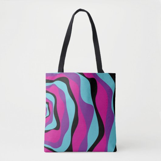 Ebb en Flow 4 - Roze, Paarse, Blauw en Zwart Tote Bag (Voorkant)