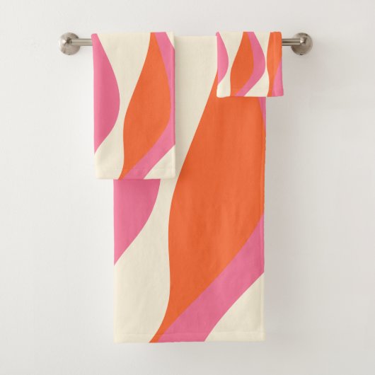 Ebb en Flow 4 - Roze, Sinaasappel en Crème Bad Handdoek (Insitu)