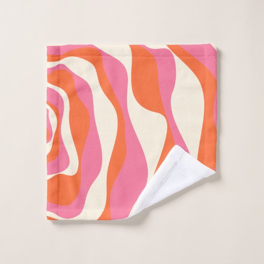 Ebb en Flow 4 - Roze, Sinaasappel en Crème Bad Handdoek (Wasdoekje)