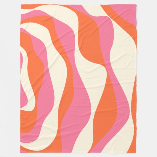 Ebb en Flow 4 - Roze, Sinaasappel en Crème Fleece Deken (Voorkant)