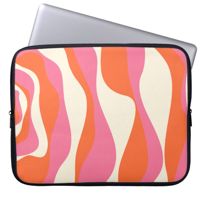 Ebb en Flow 4 - Roze, Sinaasappel en Crème Laptop Sleeve (Voorkant)