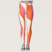 Ebb en Flow 4 - Roze, Sinaasappel en Crème Leggings (Voorkant)