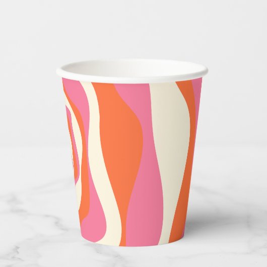 Ebb en Flow 4 - Roze, Sinaasappel en Crème Papieren Bekers (Voorkant)