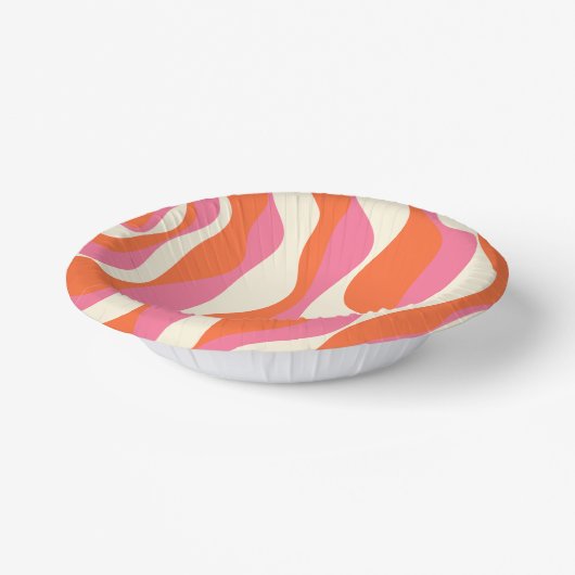 Ebb en Flow 4 - Roze, Sinaasappel en Crème Papieren Kommen (Gebogen)