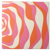 Ebb en Flow 4 - Roze, Sinaasappel en Crème Tegeltje (Voorkant)