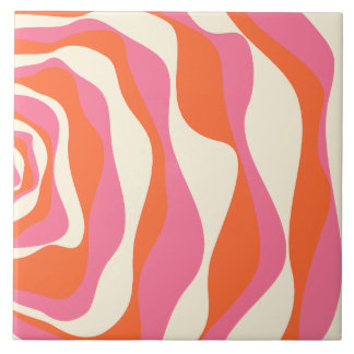 Ebb en Flow 4 - Roze, Sinaasappel en Crème Tegeltje